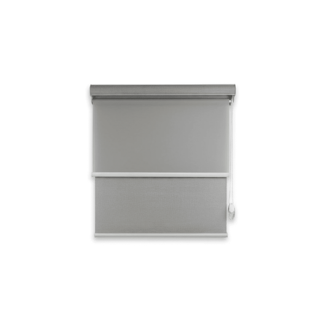 Safe Home Chile - Cortina Roller Blackout Doble Tela Con Cenefa 120x240 Gris Jaspeada