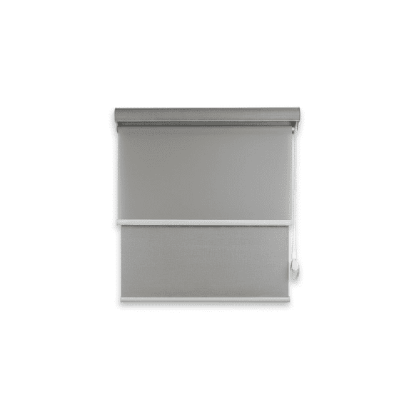 Cortina Roller Blackout doble tela con cenefa 150x240 gris jaspeada