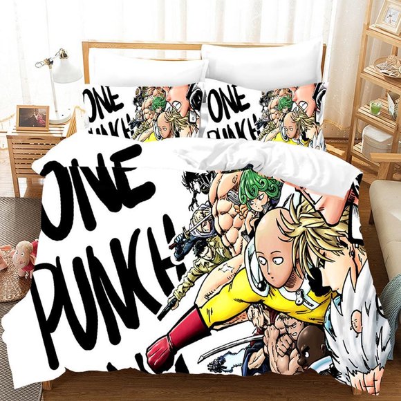 One Punch Man Gifts D Quilt Duvet Cover Set Queen Soft Bedclothes Kids3-Piece Bedding Set