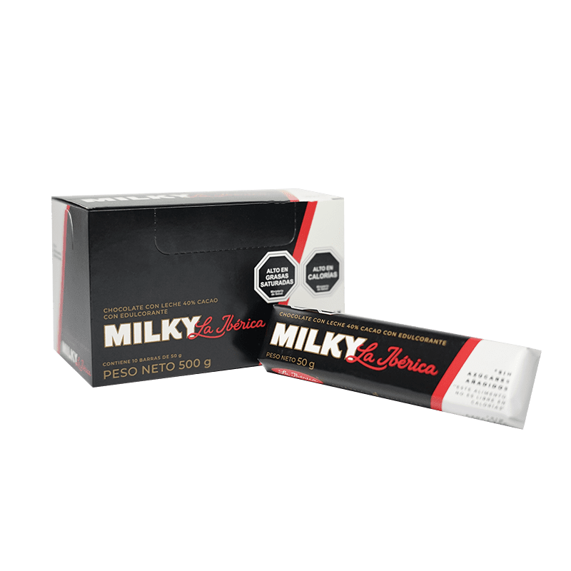 Chocolates La Ibérica - Pack X10 Chocolate En Barra Milky Sin Azúcar Con 40% Cacao 50g La Ibérica