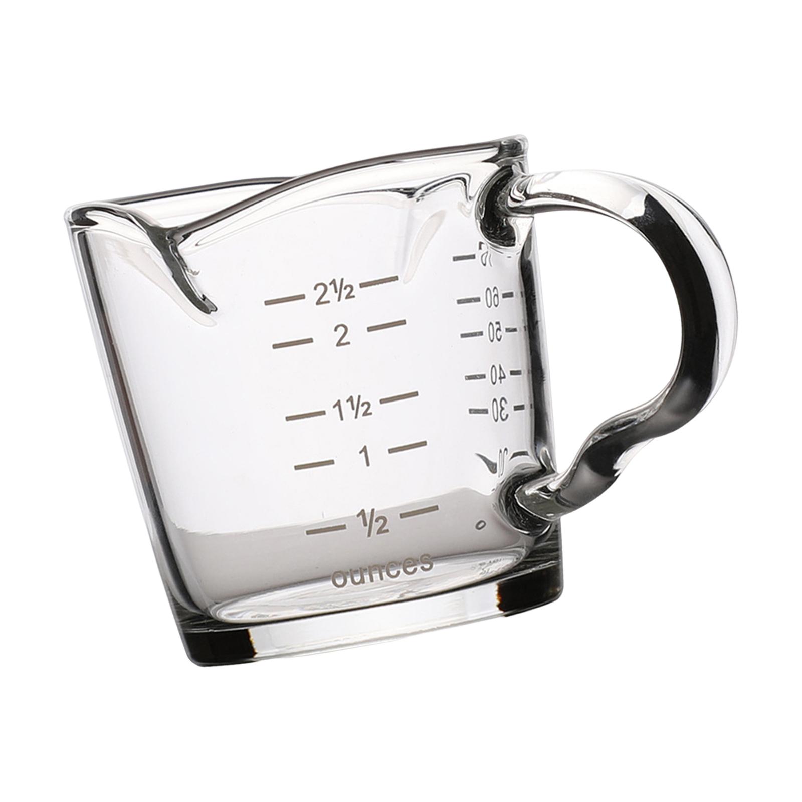 Magideal - Jarra De Leche De Cristal Para Chupito De Café Expreso Con Escala, Taza Medidora De Café Expreso Multiusos Espesada, Taza De Leche Con Asa Para Bebida