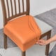thumbnail image 1 of Xiao Hua Funda de Asiento de Silla de Comedor de Cuero Naranja -4 Piezas, Banda Elástica Impermeable, Bolsillo Deslizante, Adecuada para Protección de Cocina y Comedor sin Reposabrazos, 1 of 5