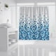 thumbnail image 5 of Cortina de baño impermeable con diseño de flores azules, lavable, de tela, con 12 anillas., 5 of 5