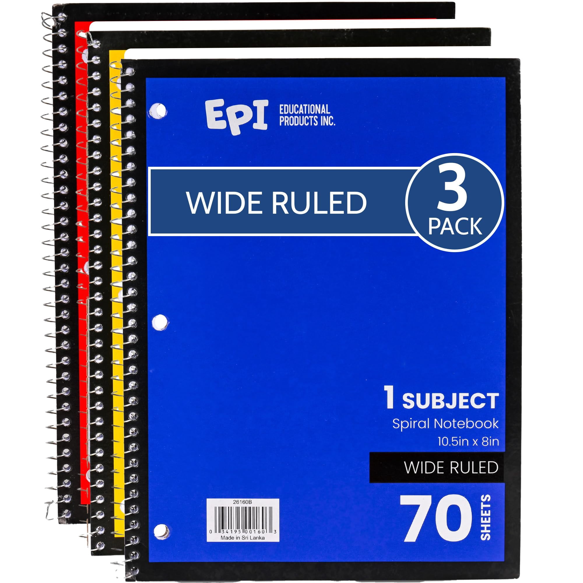 Epi - Cuaderno Espiral Raya Ancha 70 Hojas Encuadernación Espiral Duradera 10 5 X 8 In Útiles