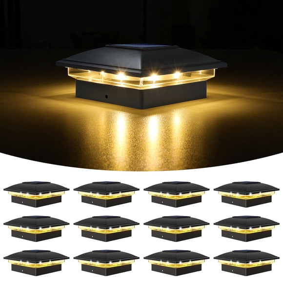 Luces Solares Para Postes Paquete De 12 Impermeables Blanco Cálido