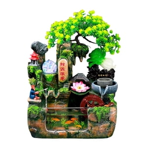 Bothyi - Fuente De Mesa Fengshui Con Luz De Escena, Bomba De Agua, Cascada Interior Para El Hogar