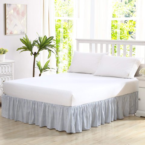 Falda De Cama Laura Ashley Home De Algodón Con Volantes Azul Queen