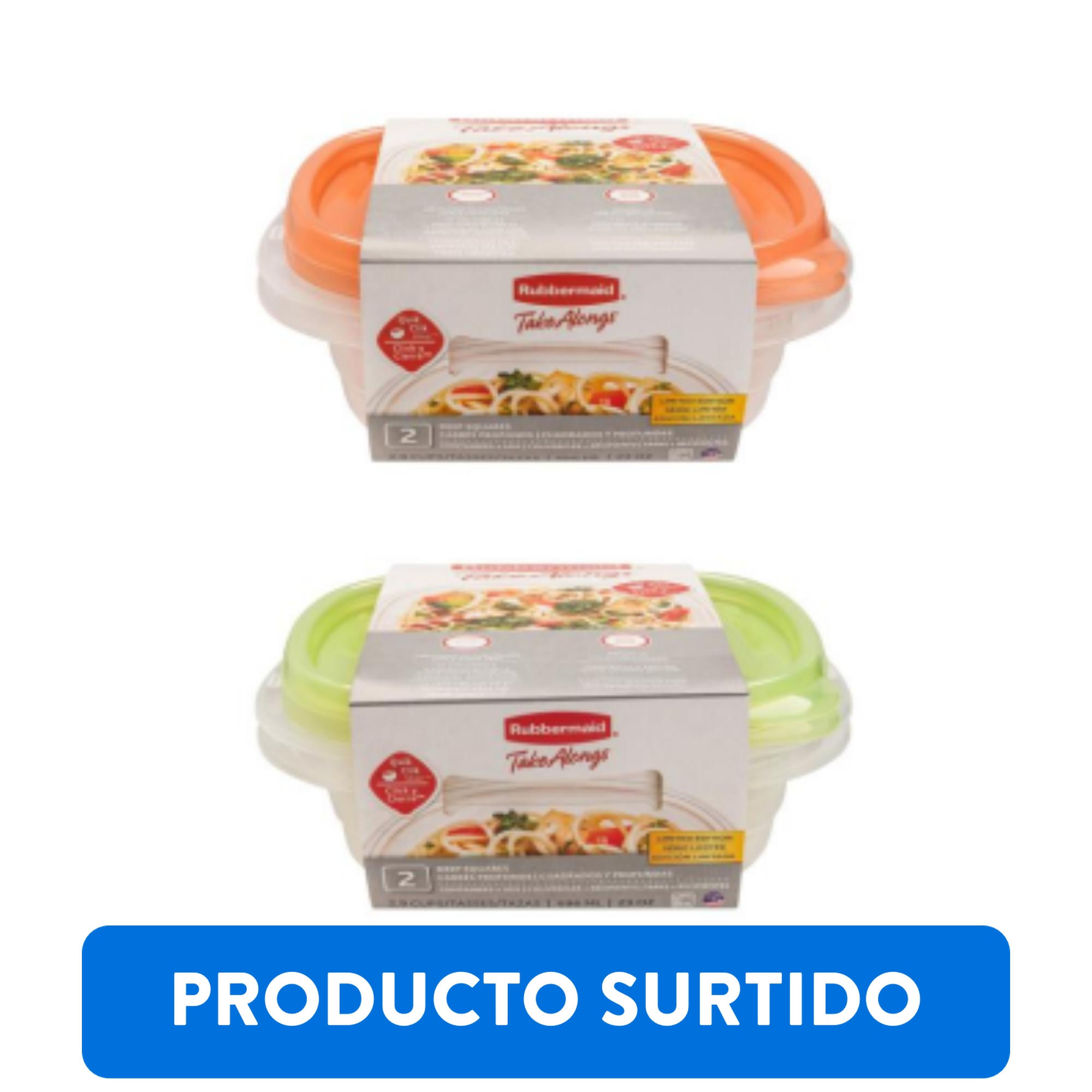Rubbermaid - Set 2 Contenedores Cuadrados 686 Ml, Producto Surtido