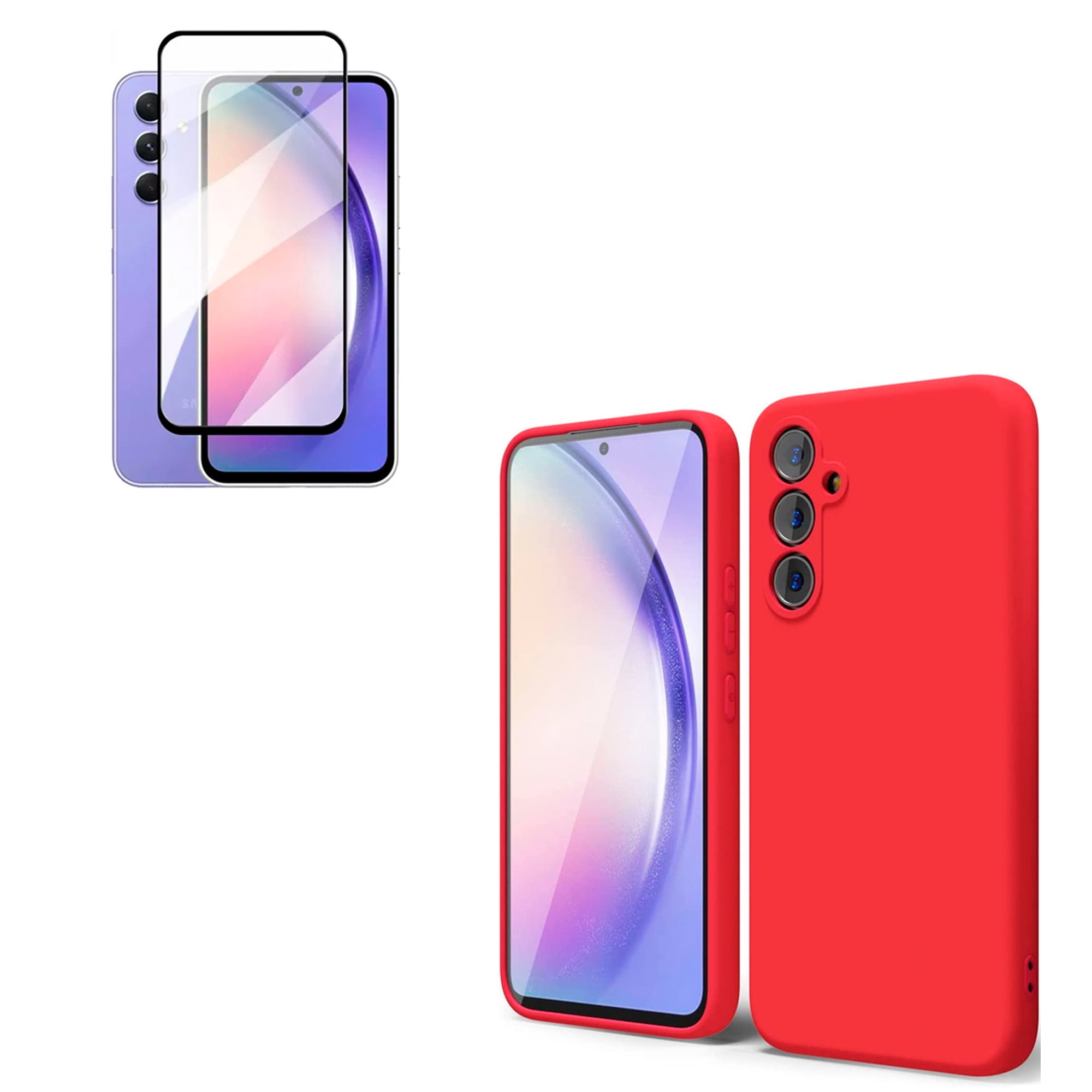 Joigo - Carcasa Para Samsung A14 + Lamina De Vidrio Templado Rojo