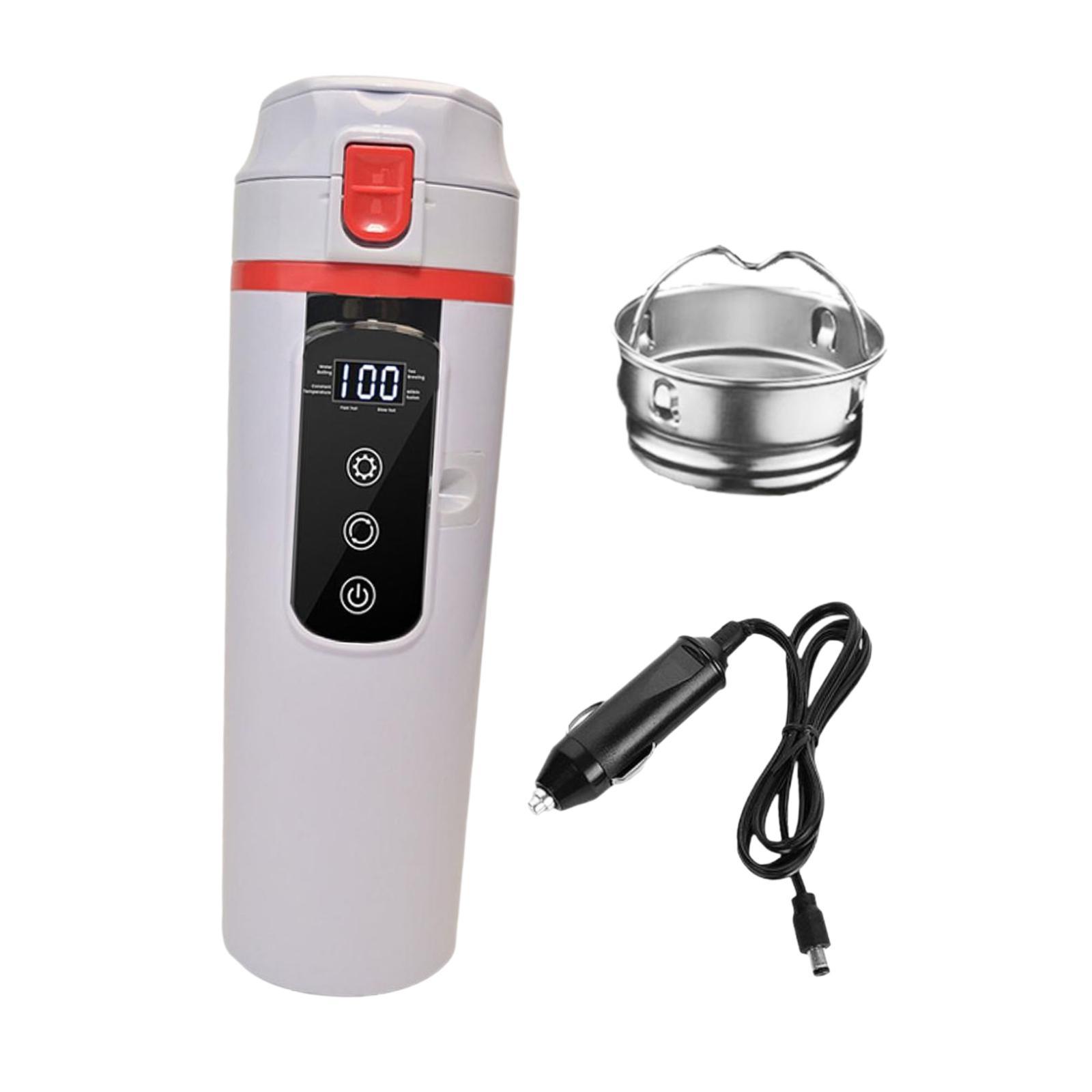 Bothyi - Calentador De Acero Inoxidable Para Coche, Hervidor De Agua De 12V Y 24V, Taza Para Trabajo, Camping, Escuela, Blanco