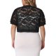 thumbnail image 3 of Agnes Orinda Mujeres Tallas Grandes Chaquetas Cortas de Colegio Escolar Abiertas de Manga Corta con Encaje Floral Transparente Bolero 5X Negro, 3 of 6