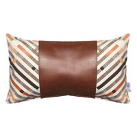 Elizabeth Peper - Funda Cojin Decorativo Ecocuero Naranjo Y Beige 50X30