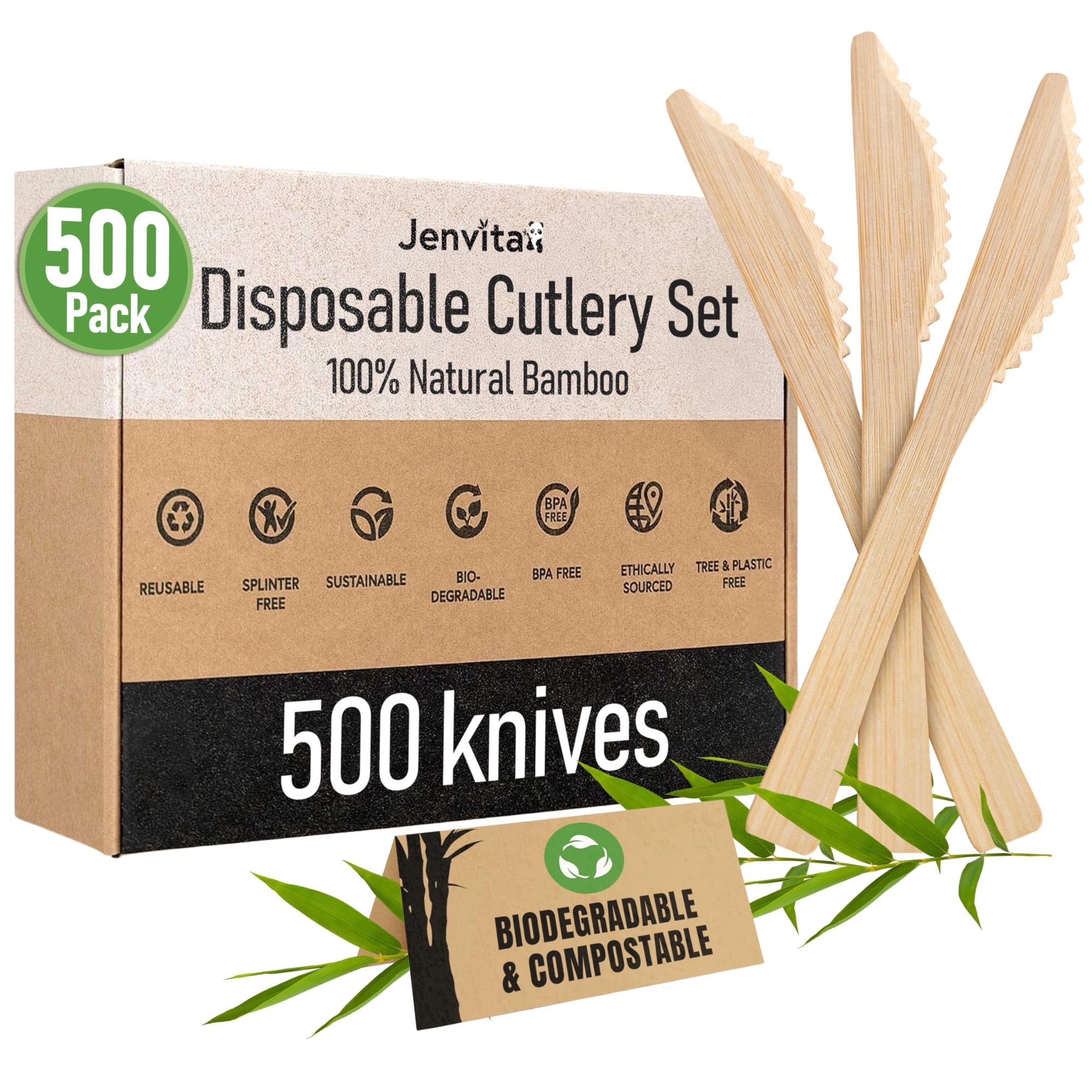 Set De Cuchillos De Bambú Jenvita 100% Bambú (500 Cuchillos)