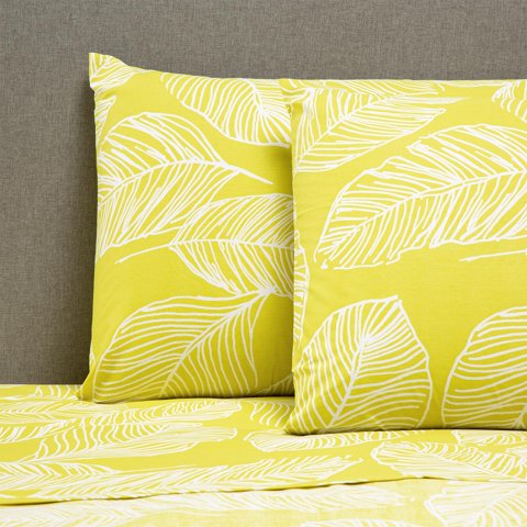 Zahr - Sabana Zarina King Estampada Hojas Amarillo