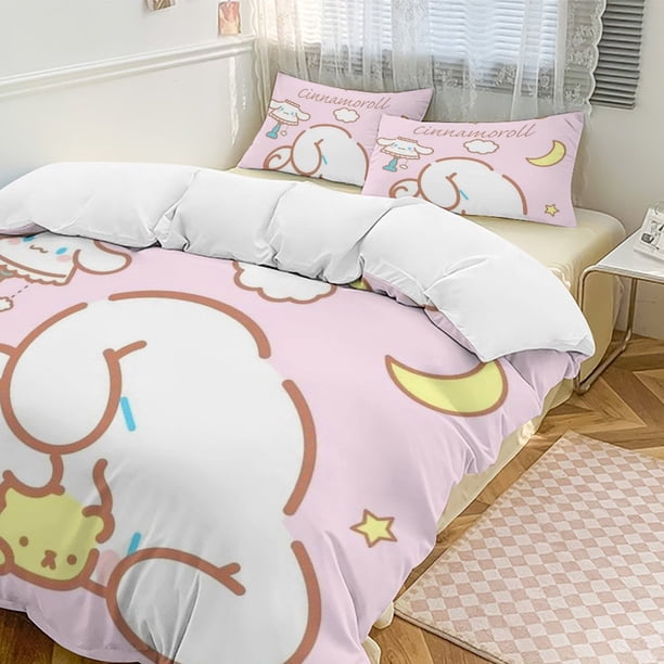 Cinnamoroll 3-Piece Twin Bed Set - Includes 1 Single Comforter And 2 Pillowcases Bedding - Fade Resistant Microfiber - Cinnamoroll