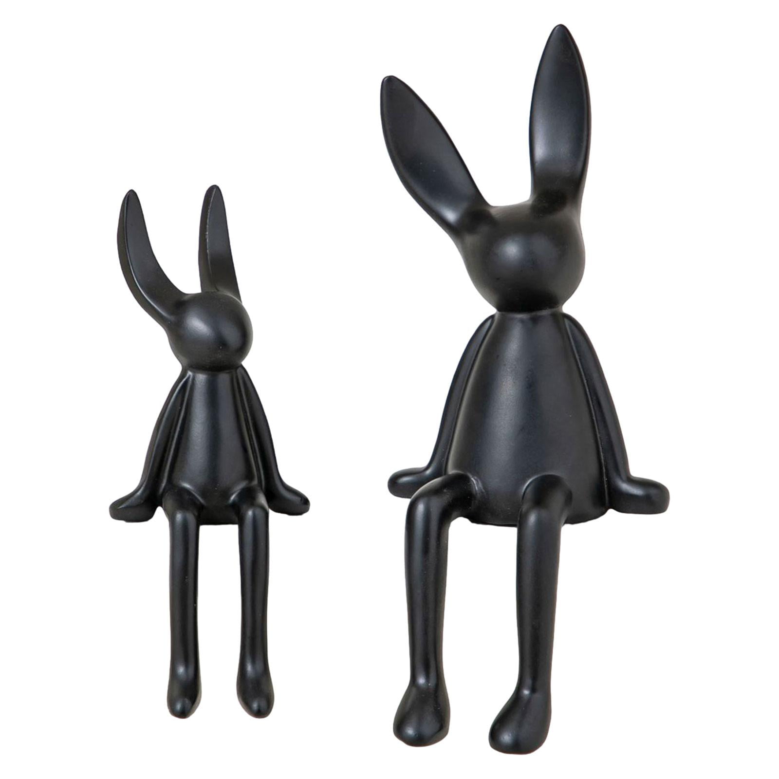 Bothyi - 2 Estatuas Decorativas De Conejo Sentado De Cerámica Para Estante, Adorno Para Sala De Estar