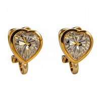 Elbauldejuma - Aros Sin Perforacion Corazon Punto De Luz Bañado En Oro 18K