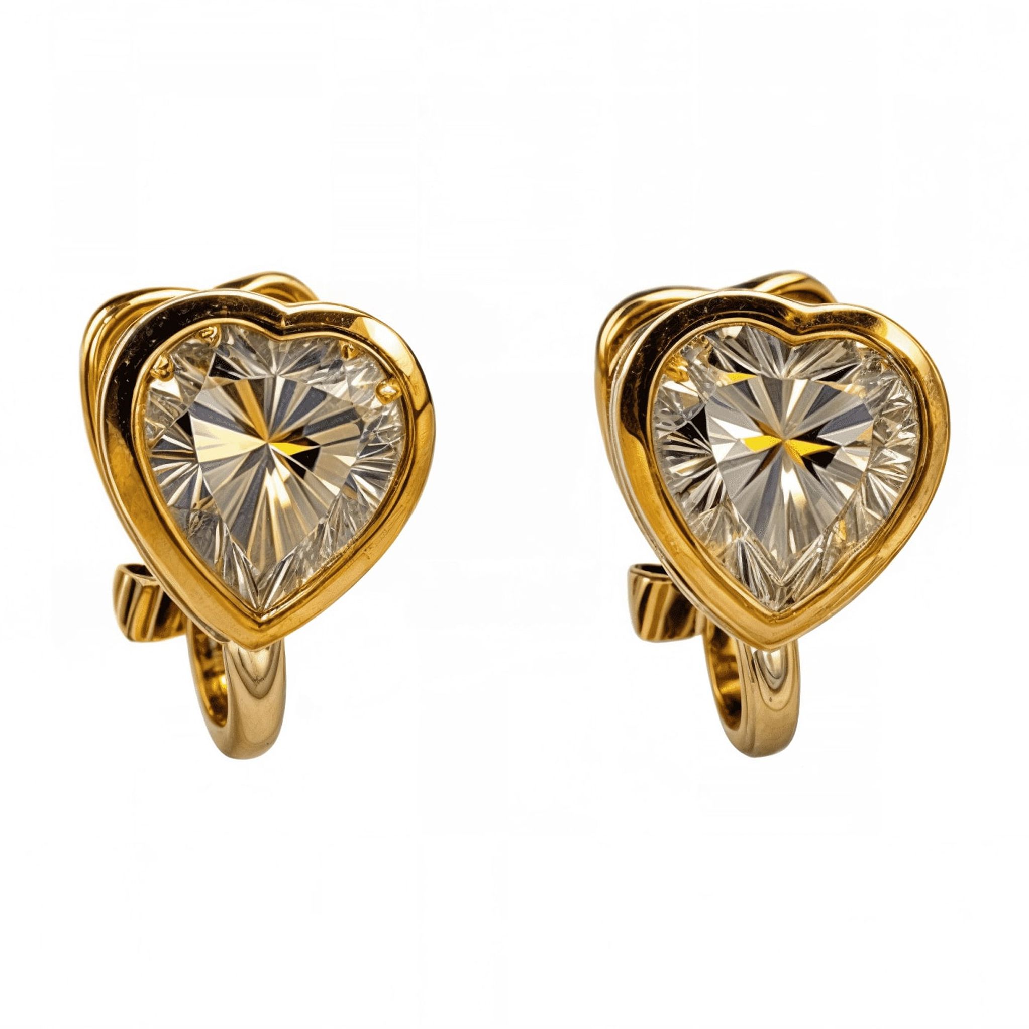 Elbauldejuma - Aros Sin Perforacion Corazon Punto De Luz Bañado En Oro 18K