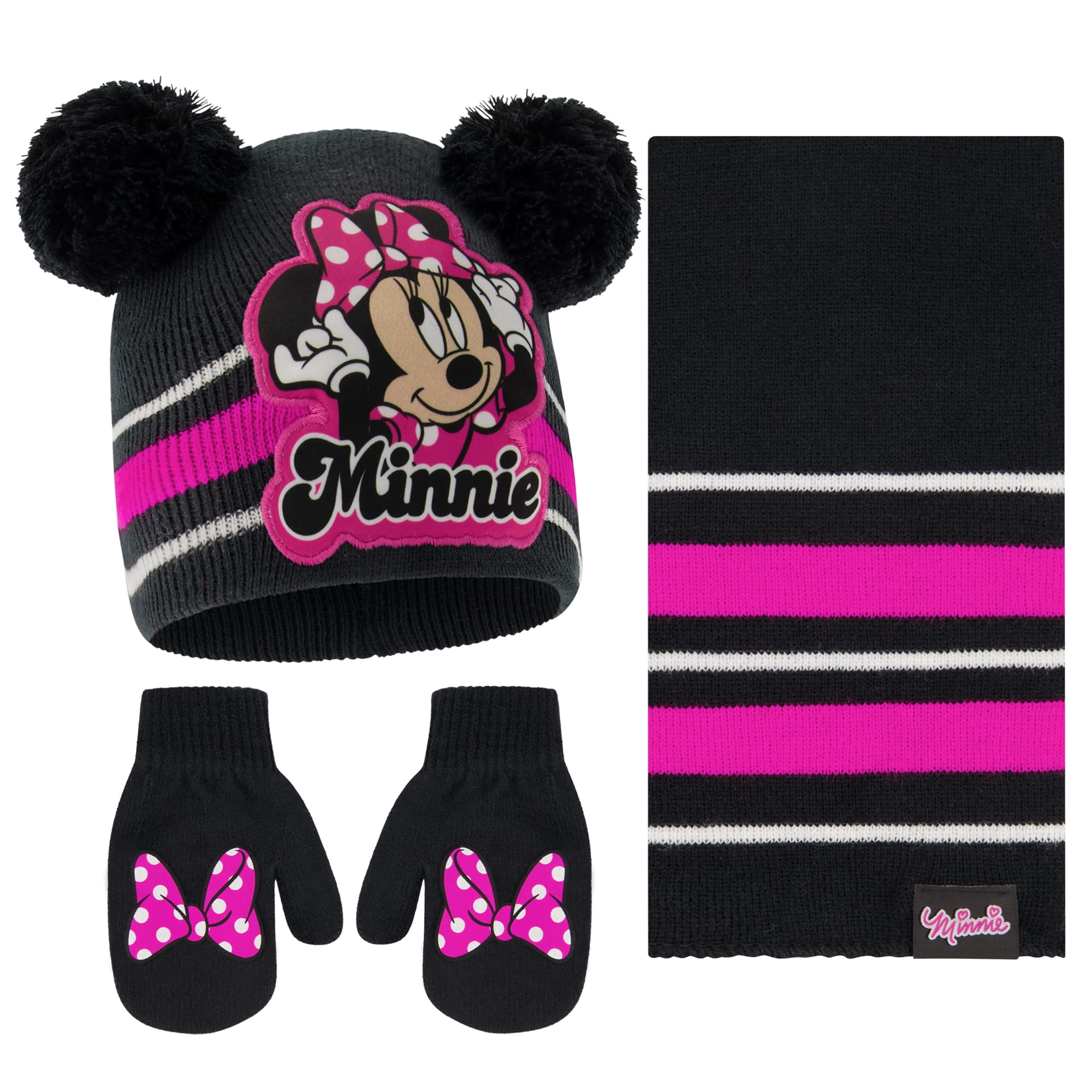 Set De Gorro, Bufanda Y Manoplas Para Niños Pequeños De Minnie Mouse De Disney
