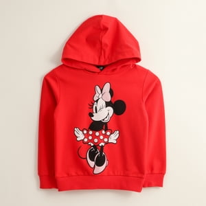 Poleron Cerrado Con Gorro Niña Minnie Character Rojo Disney
