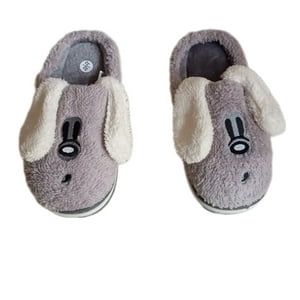 El Edén - Pantuflas Niños De Felpa, Diseño De Perro, Anime, Kawaii Color Gris Talla 34-35
