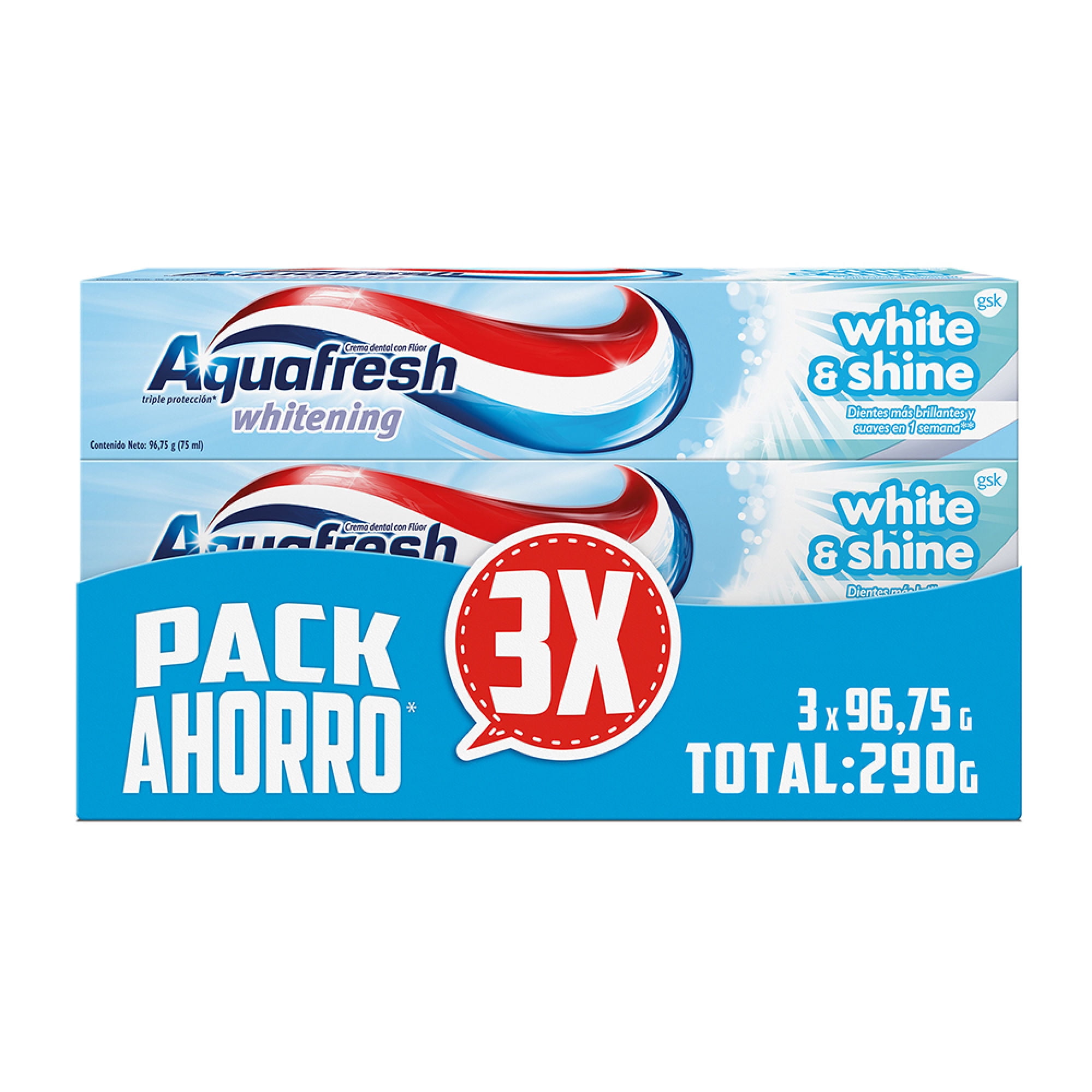 Pasta Dental Aquafresh White & Shine Pack 3 Un