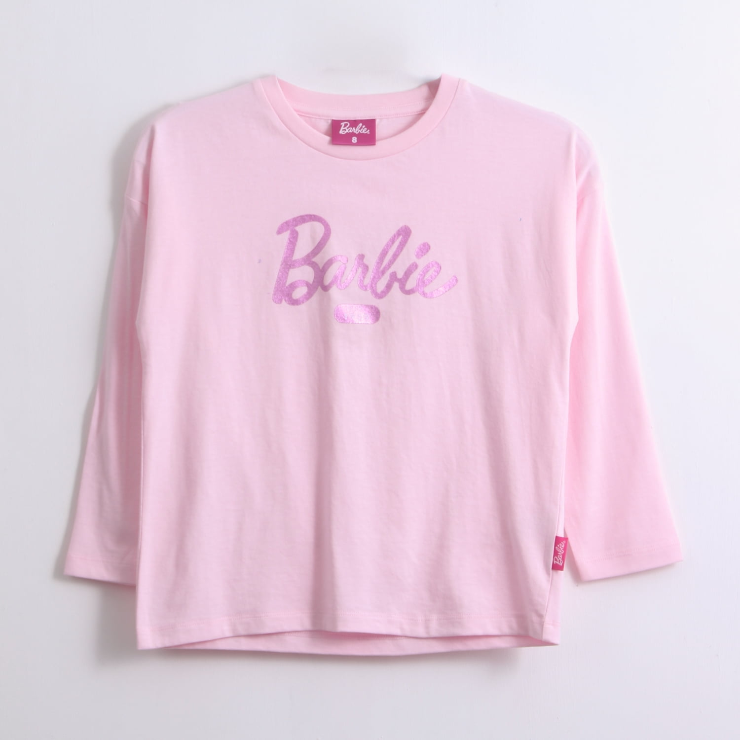 Polera Manga Larga Niña Logo Frontal Rosado Barbie