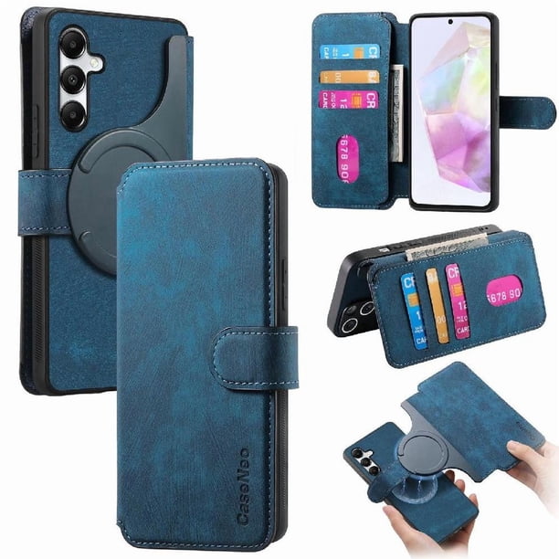 Funda Billetera Magnética para Samsung Galaxy A35 5G Soporte Tarjetas Desmontable Azul