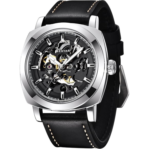 Reloj Automático Benyar Skeleton BY5121 Correa Cuero 30M