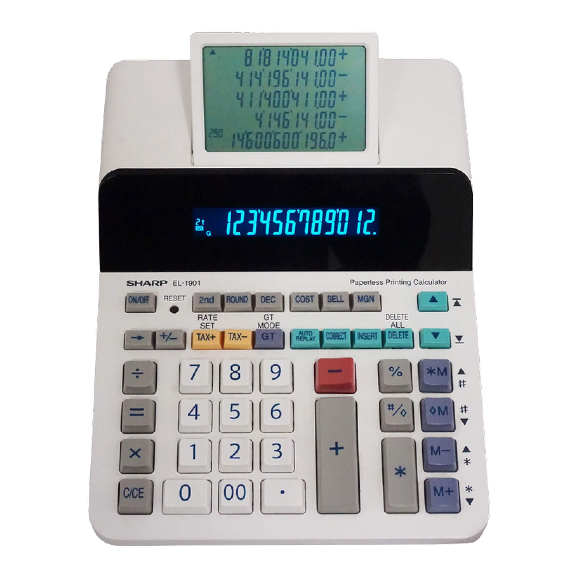 Calculadora De Impresión Sin Papel Sharp El-1901 Lcd De 12 Dígitos
