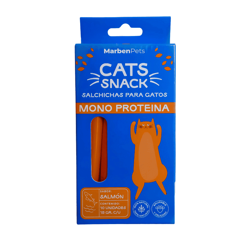 Salchichas Cats Snack Mono Proteína Sabor Salmón 150gr