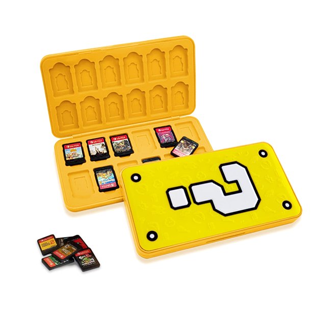 Estuche para tarjetas de juego Nintendo Switch doepeBAE, soporte de silicona con relieve 3D, caja de almacenamiento creativa, organizador de gran capacidad con 24 ranuras (Q Yellow)
