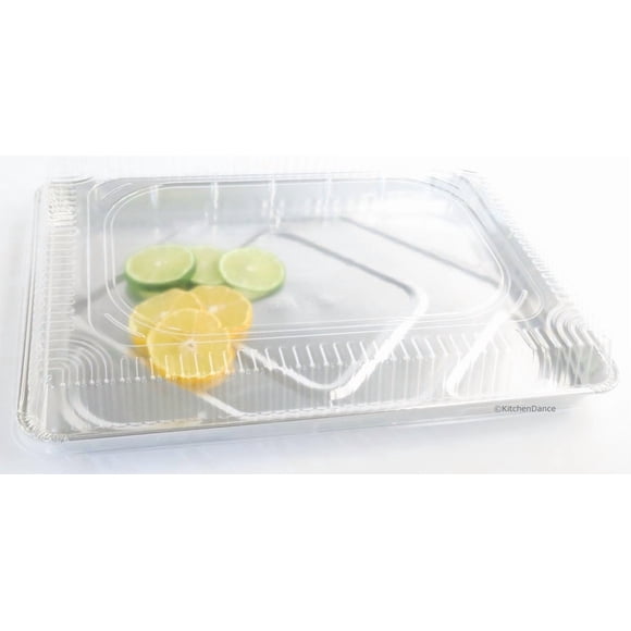 Molde para tartas KitchenDance desechable de aluminio con tapa, 50 unidades, 17 x 32 cm