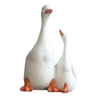 Ioensy - Madre Pato Y Patitos Estatuilla Escultura Resina Estatua Artesanía L 10X15Cm