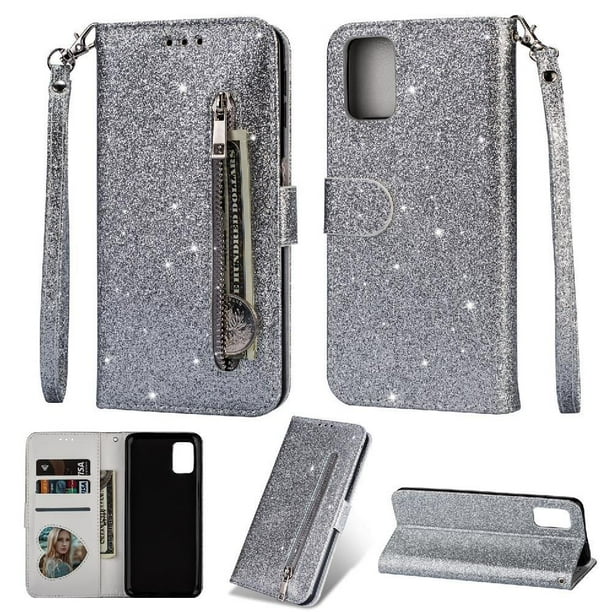 Funda para FOXDOCK Elegante funda Samsung Galaxy Note10 Lite/A81/M60S Glitter con cremallera-Ideal para el uso diario