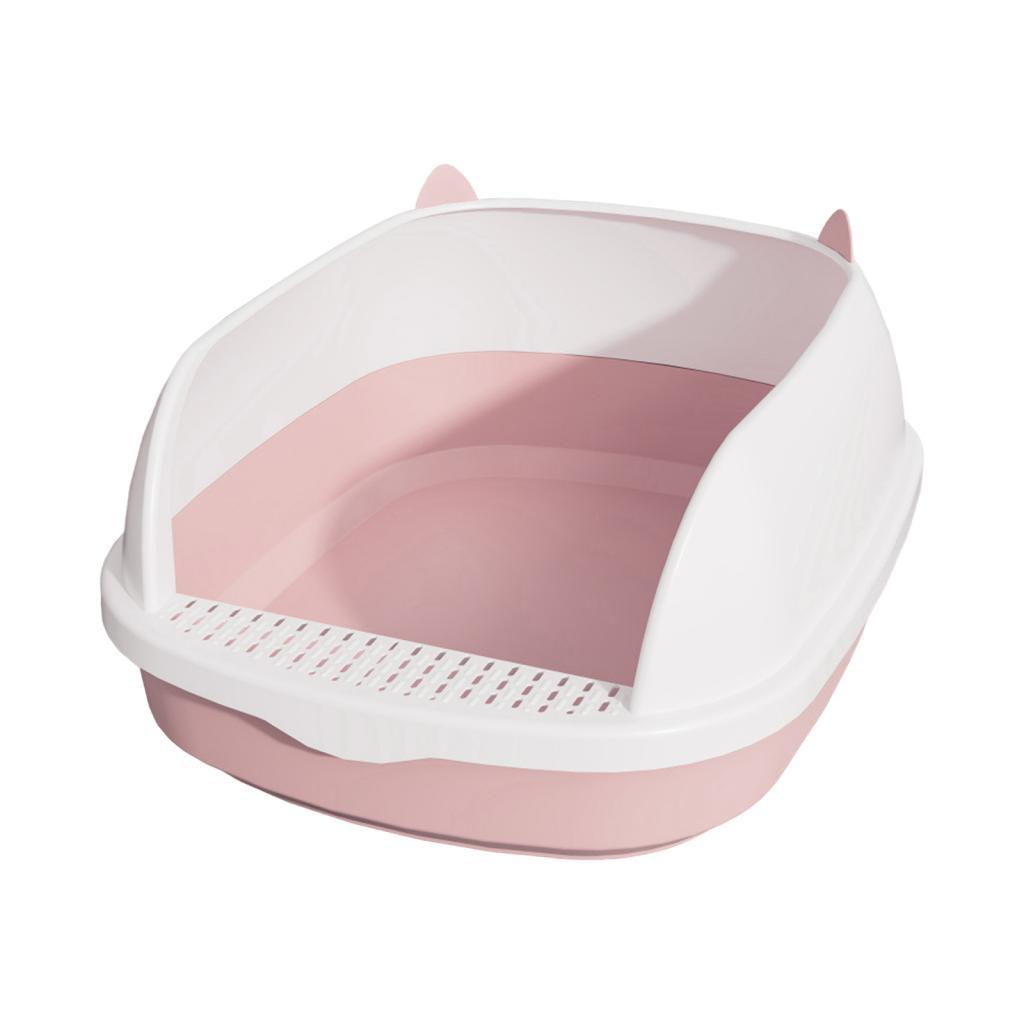 Magideal - Caja De Arena Para Gatos De Cara Alta, Bandeja De Arena Para Mascotas, Orinal Para Gatos, Orinal Semiabierto Portátil Profundo, Orinal Para Mascotas, Rosa L