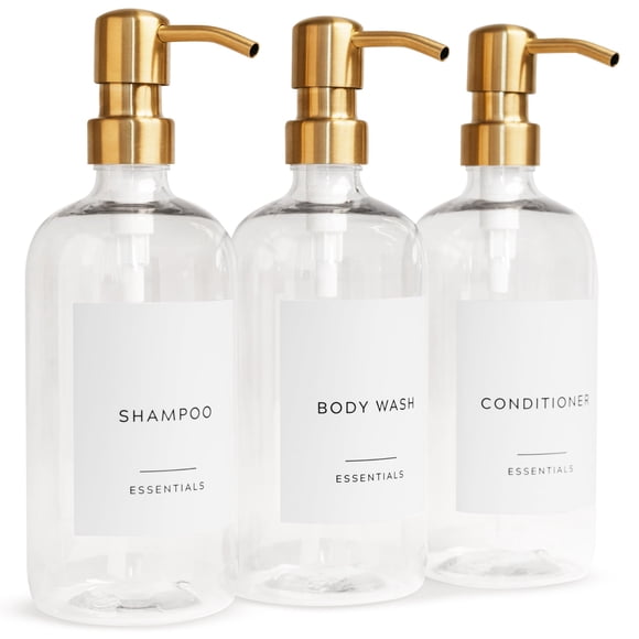 Set Dispensador De Champú Y Acondicionador Modern 600 Ml X3