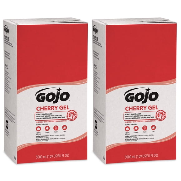 Limpiador de manos GOJO Cherry Gel Pumice, 5000 ml, recarga (x2)