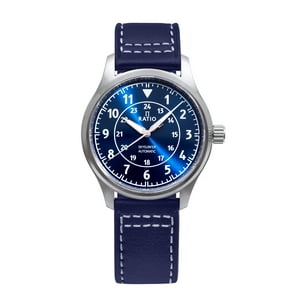 Reloj Ratio Skysurfer Pilot Automático Con Esfera Azul Sunray Y Correa De Cuero Rts309 200M Para Hombre