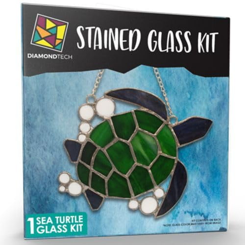 Kit de Vidrio Teñido Rainbow Art Glass Tortuga Marina 17x16 cm