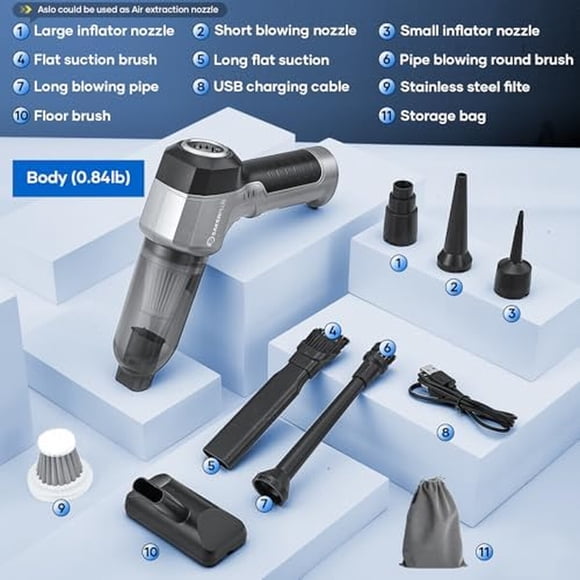 Aspiradora SakerPlus Mini HL137 3 en 1 inalámbrica 15000 Pa