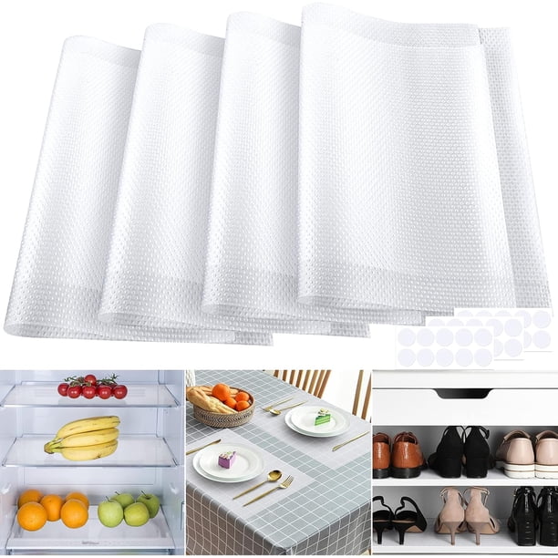 Paquete de 8 revestimientos para refrigerador, 17,7 x 12 pulgadas, lavables, recortables para estantes de vidrio, cajones de gabinetes de cocina, manteles individuales de plástico impermeables con 4 c