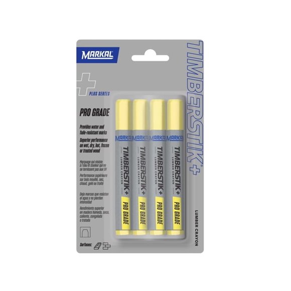 Lumber Crayon Markal Timberstik Plus, 20 cm, amarillo, 4 unidades