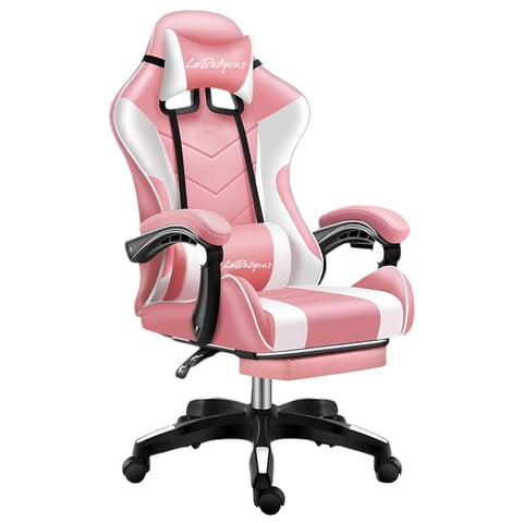 Silla Gamer Reclinable Con Reposa Pies Rosada Lubabycas