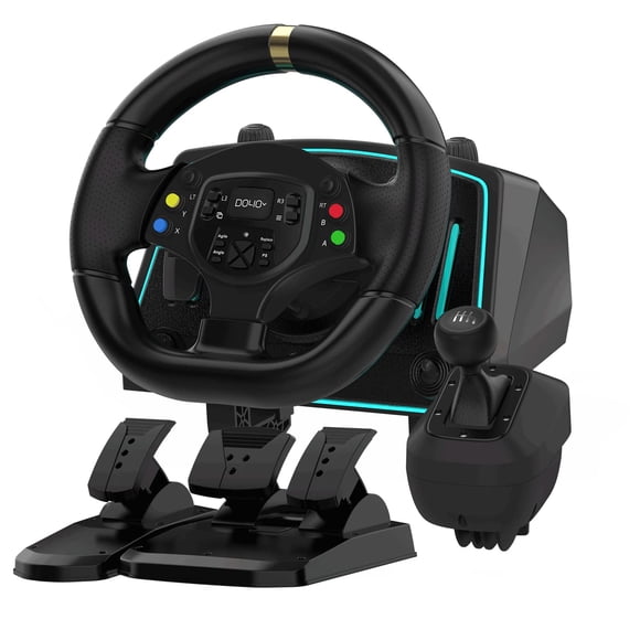 Volante de carreras NBCP 1080° con palanca de cambios de 6 velocidades y pedales para PS4, Xbox y PC