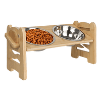 Master Prox - Comedero Y Bebedero Para Mascotas Madera Inclinación Y Altura Ajustable Perros Y Gatos