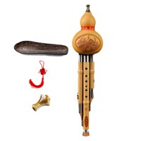 Magideal - Flauta China Hulusi, Flauta De Cucurbitáceas De Calabaza, Bambú Con Estuche, Instrumento Musical Chino De Viento De Madera Para Ejercicio, Actuación , Tecla C