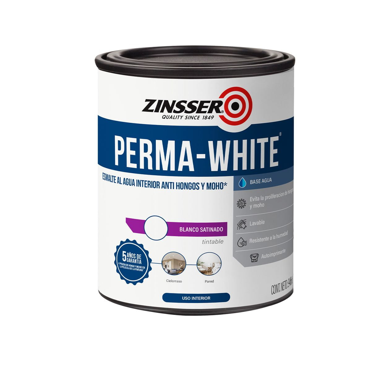 Zinsser - Pintura Interior Blanco Satinado 946 Ml