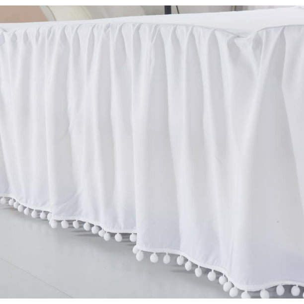 Faldón completo blanco con pompones - 1.5 plazas