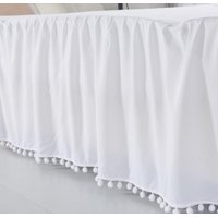 Todo Hogar Santiago De Chile - Faldón Completo Blanco Con Pompones - 1.5 Plazas